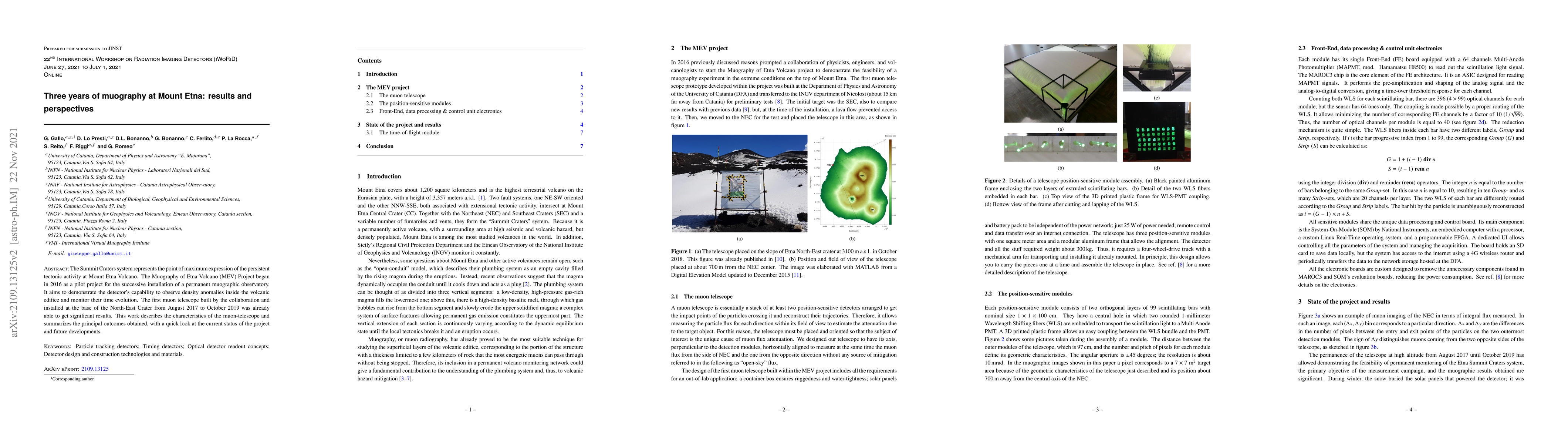 Thumbnail for Three years of muography at Mount Etna: results and perspectives