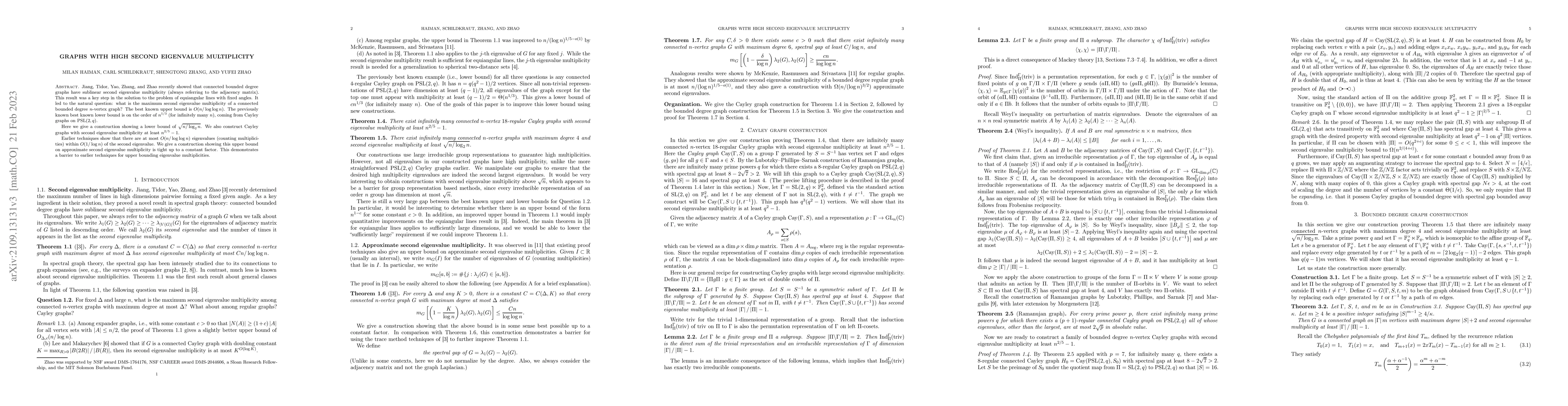 Thumbnail for Graphs with high second eigenvalue multiplicity