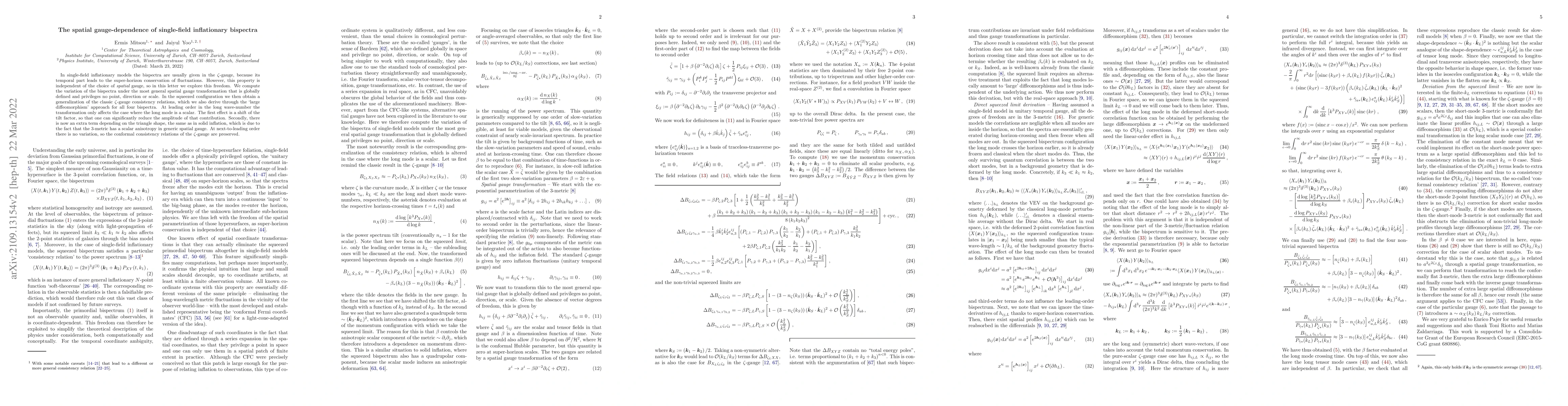 Thumbnail for The spatial gauge-dependence of single-field inflationary bispectra