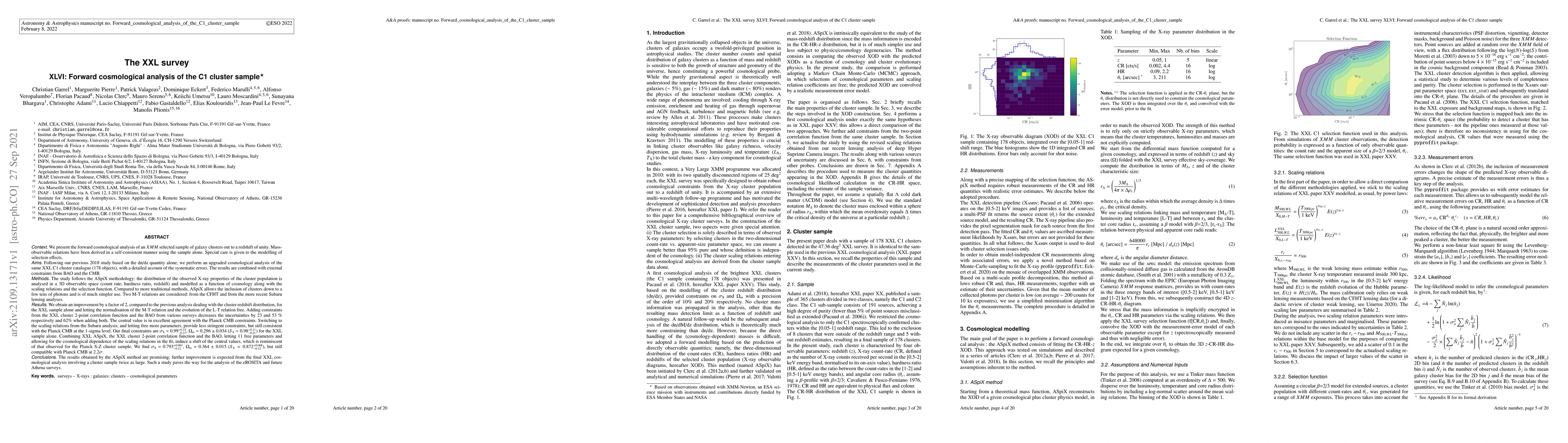 Thumbnail for The XXL survey: XLVI. Forward cosmological analysis of the C1 cluster
  sample