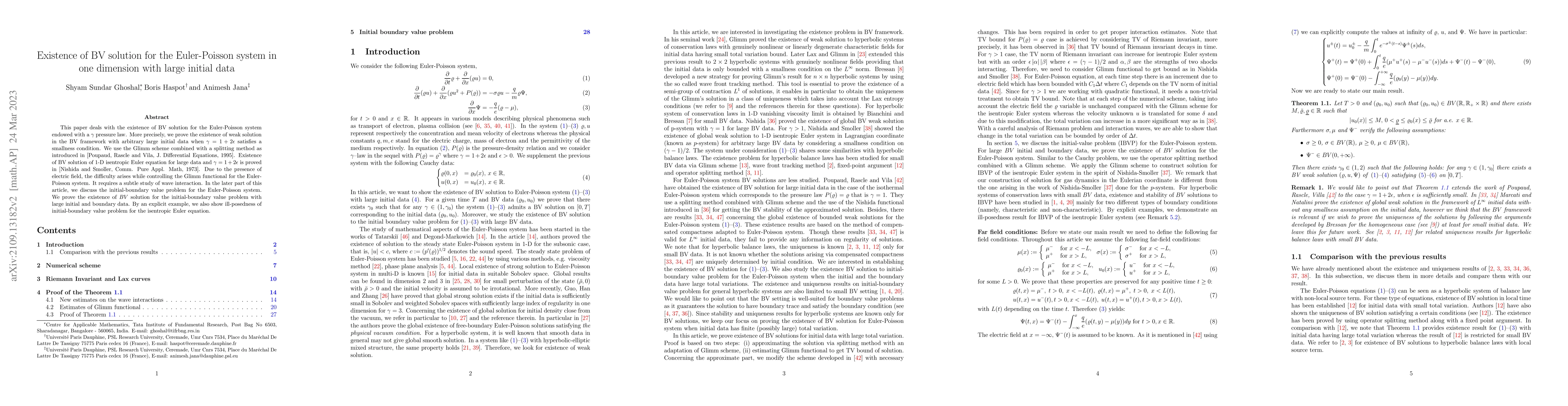 Thumbnail for Existence of BV solution for the Euler-Poisson system in one dimension
  with large initial data