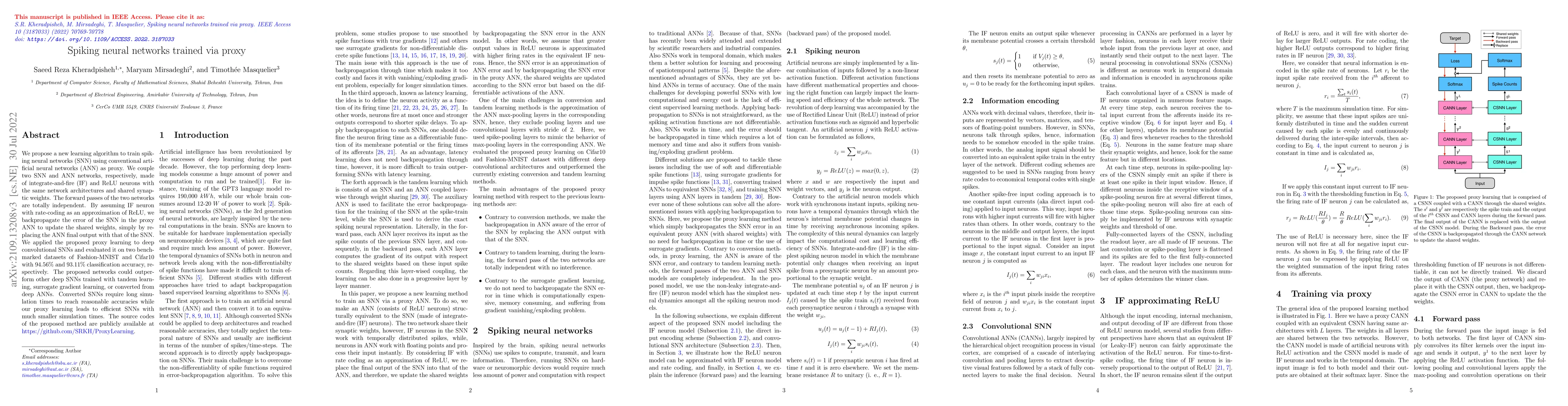 Thumbnail for Spiking neural networks trained via proxy
