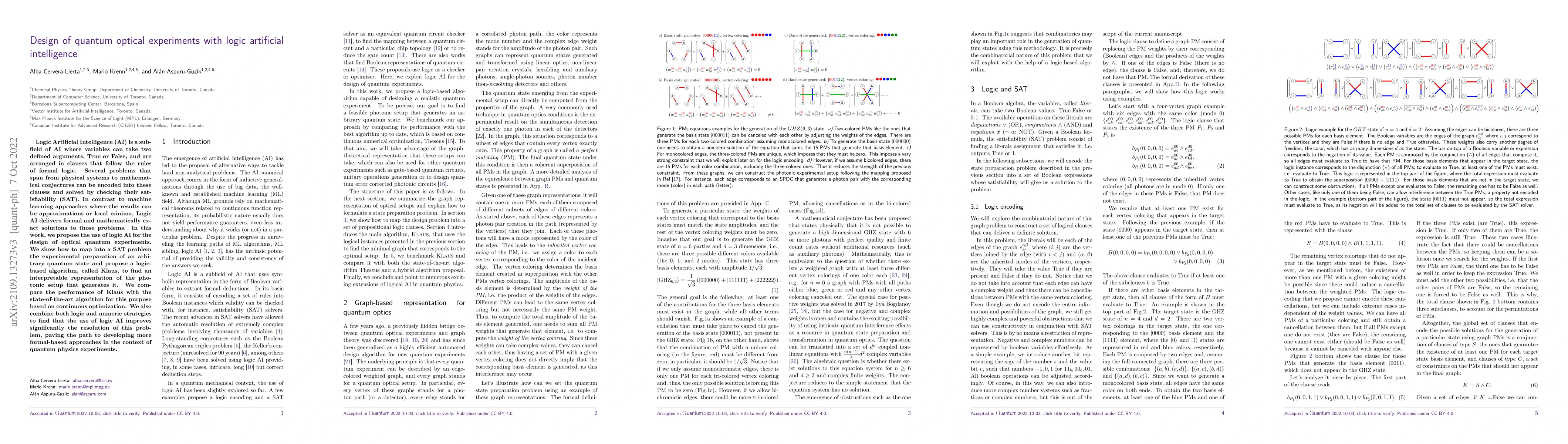 Thumbnail for Design of quantum optical experiments with logic artificial intelligence