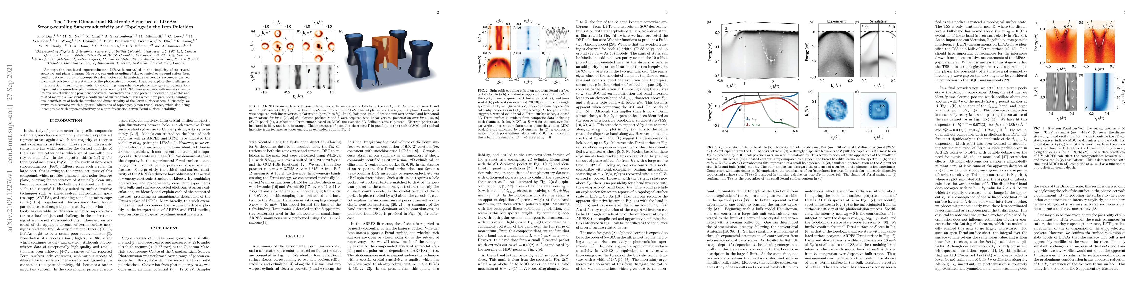 Thumbnail for The Three-Dimensional Electronic Structure of LiFeAs: Strong-coupling
  Superconductivity and Topology in the Iron Pnictides