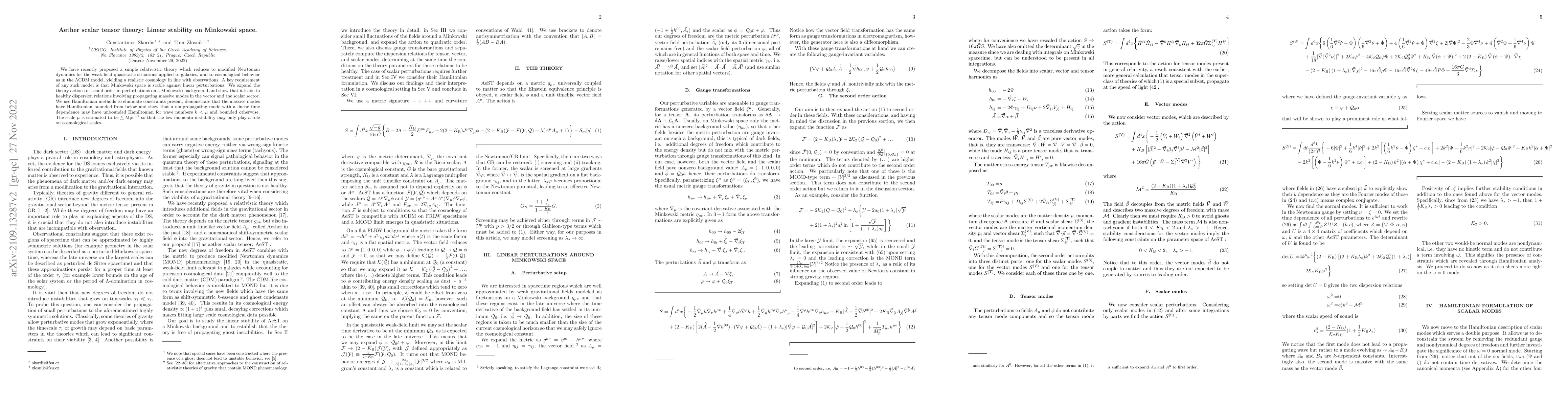 Thumbnail for Aether scalar tensor theory: Linear stability on Minkowski space