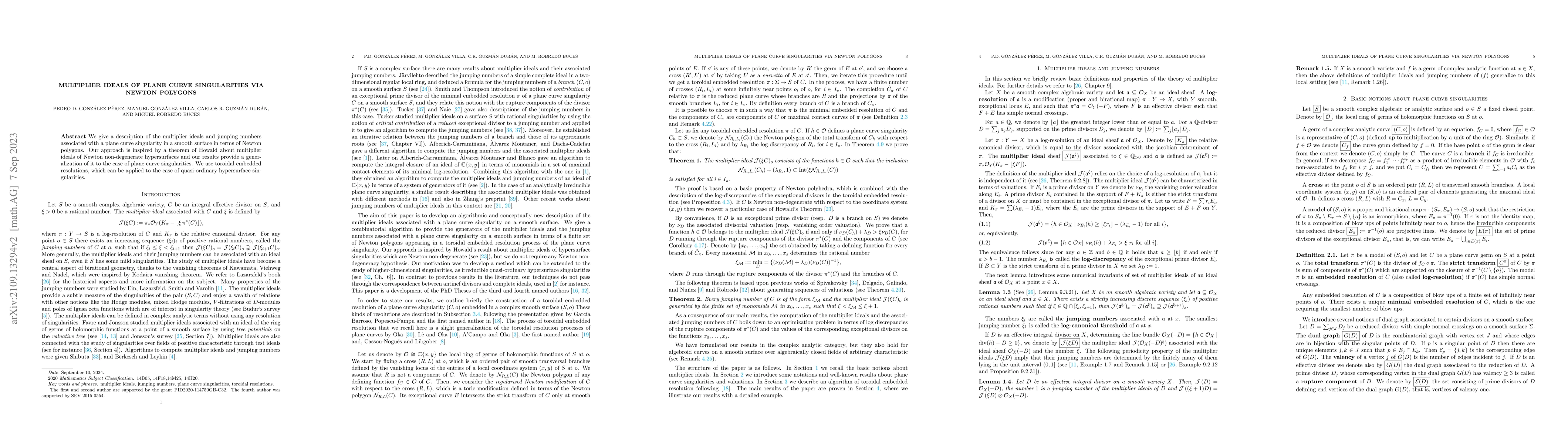 Thumbnail for Multiplier ideals of plane curve singularities via Newton polygons