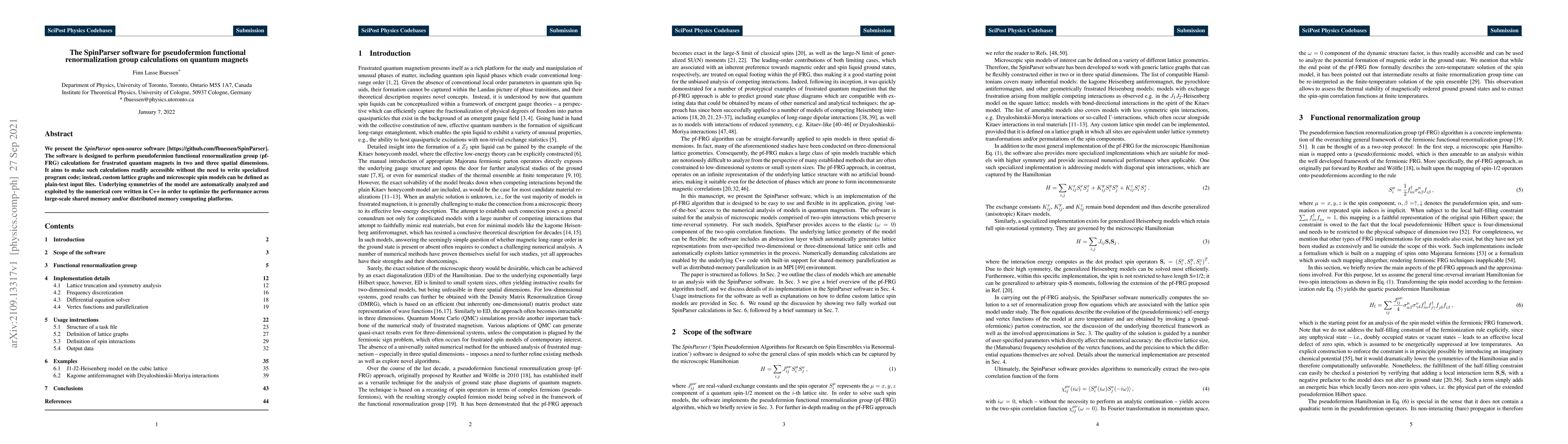 Thumbnail for The SpinParser software for pseudofermion functional renormalization
  group calculations on quantum magnets