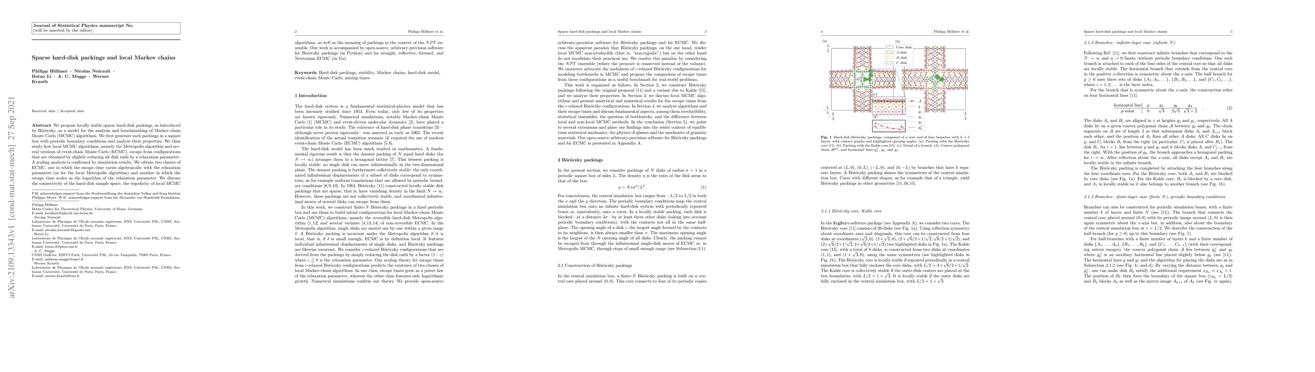 Thumbnail for Sparse hard-disk packings and local Markov chains