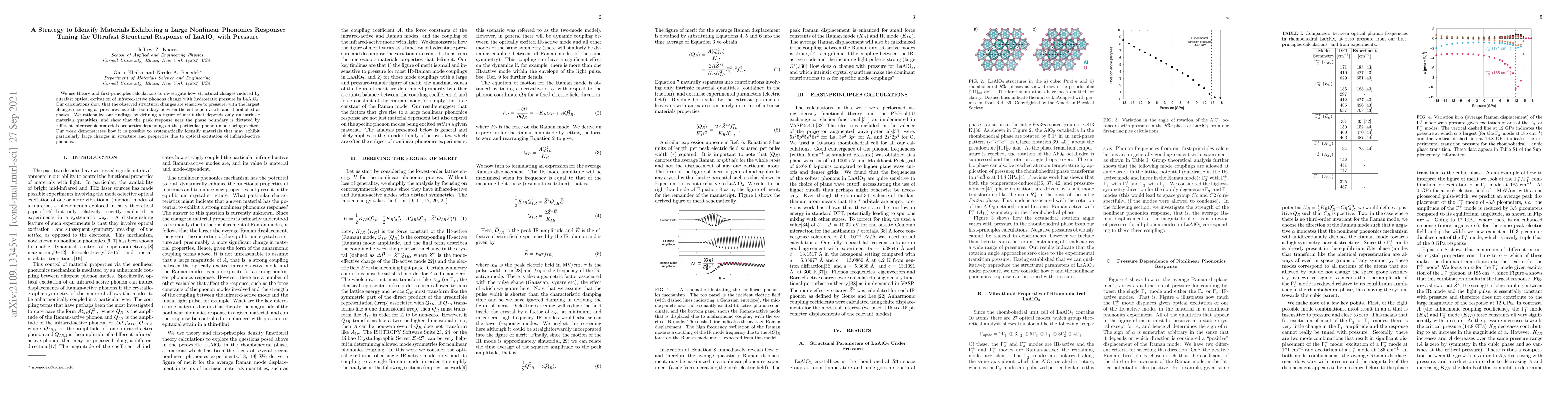 Thumbnail for A Strategy to Identify Materials Exhibiting a Large Nonlinear Phononics
  Response: Tuning the Ultrafast Structural Response of LaAlO$_3$ with Pressure