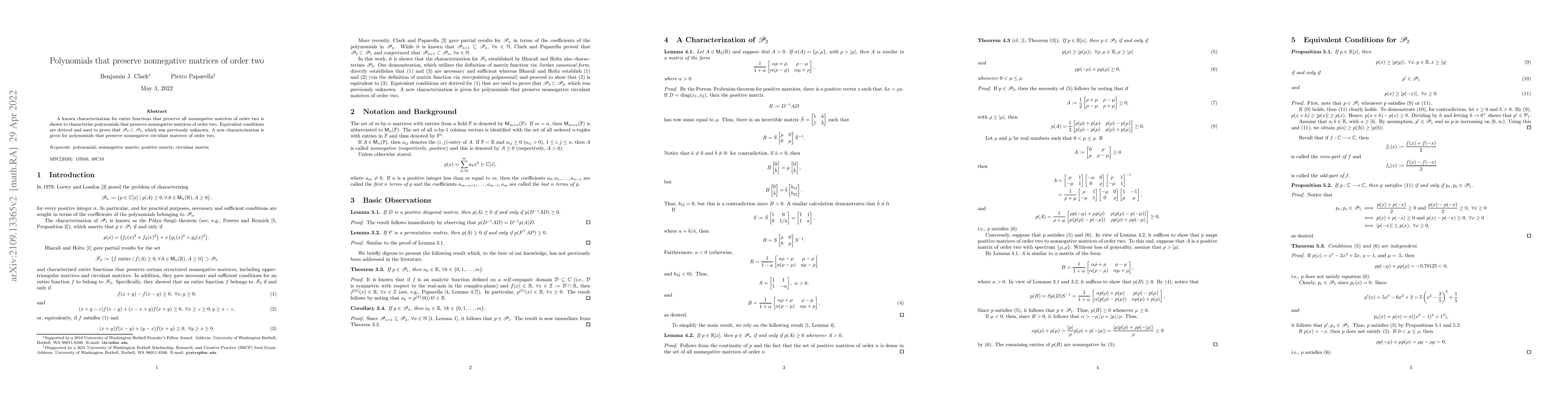 Thumbnail for Polynomials that preserve nonnegative matrices of order two