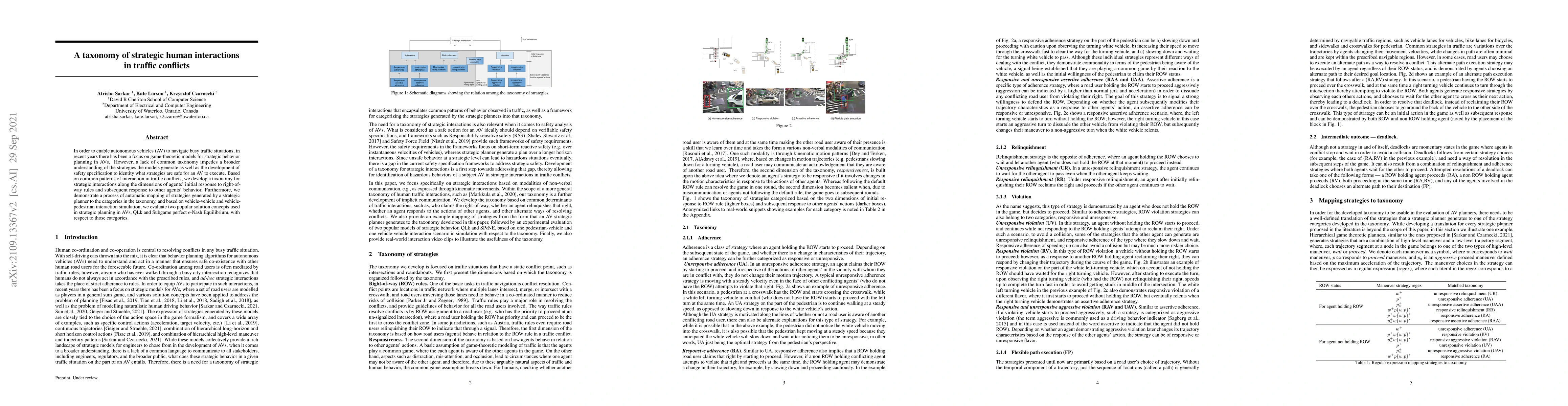 Thumbnail for A taxonomy of strategic human interactions in traffic conflicts