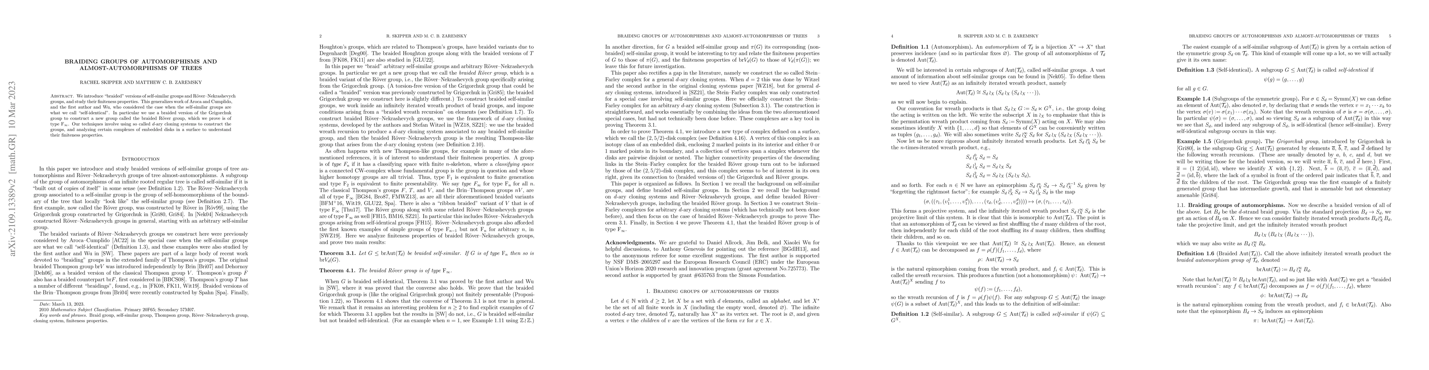 Thumbnail for Braiding groups of automorphisms and almost-automorphisms of trees