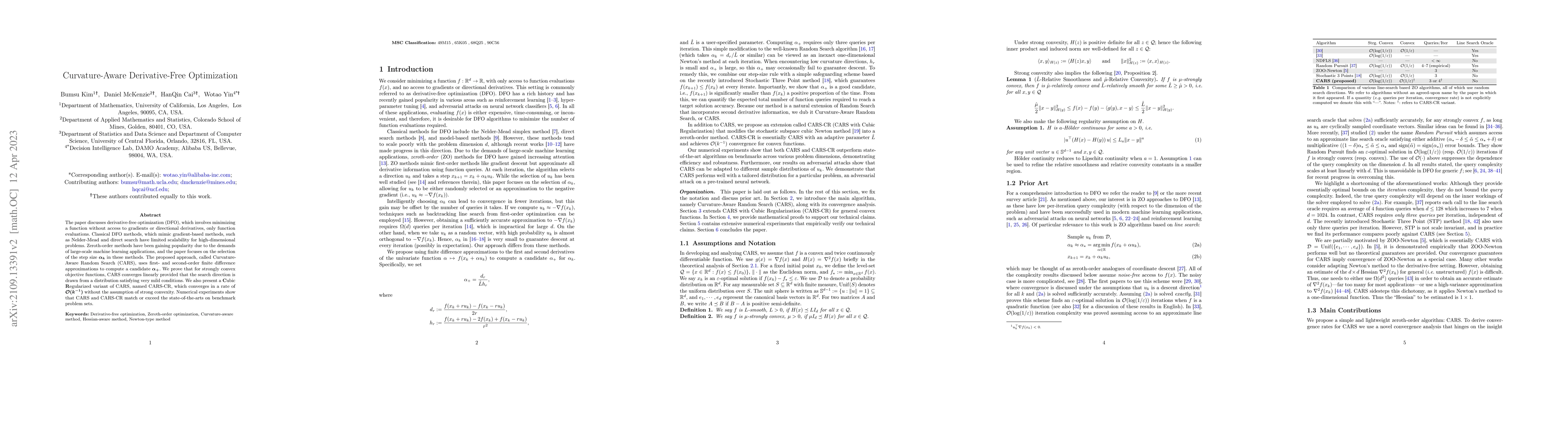 Thumbnail for Curvature-Aware Derivative-Free Optimization