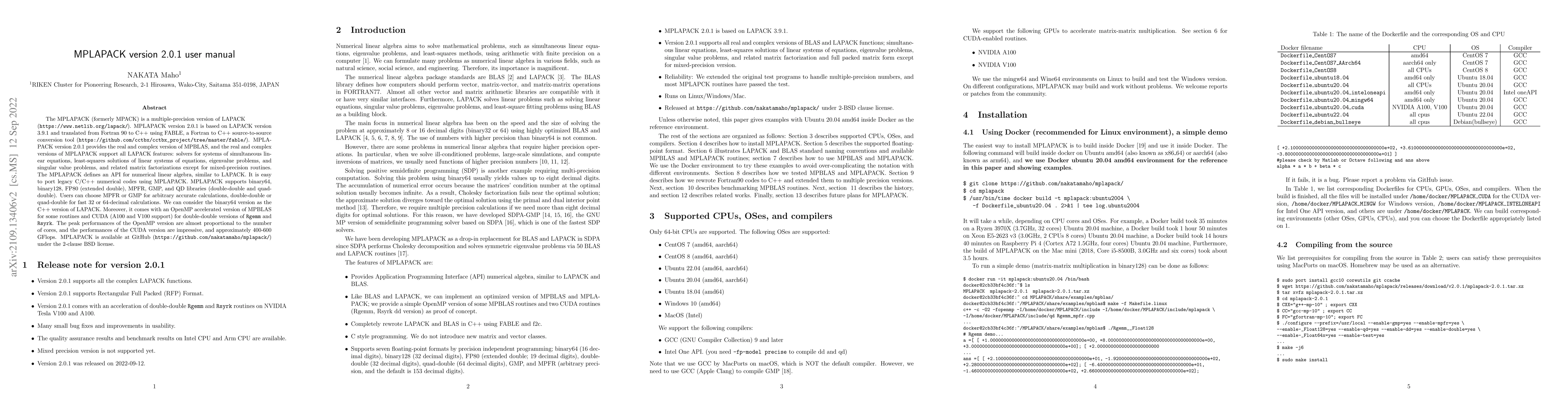 Thumbnail for MPLAPACK version 2.0.1 user manual