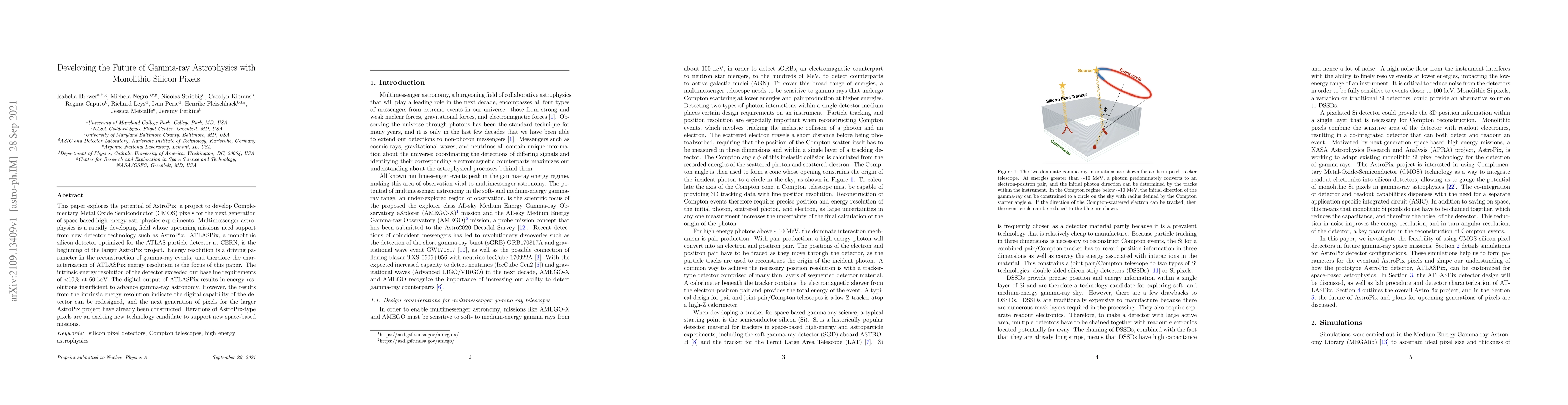 Thumbnail for Developing the Future of Gamma-ray Astrophysics with Monolithic Silicon
  Pixels
