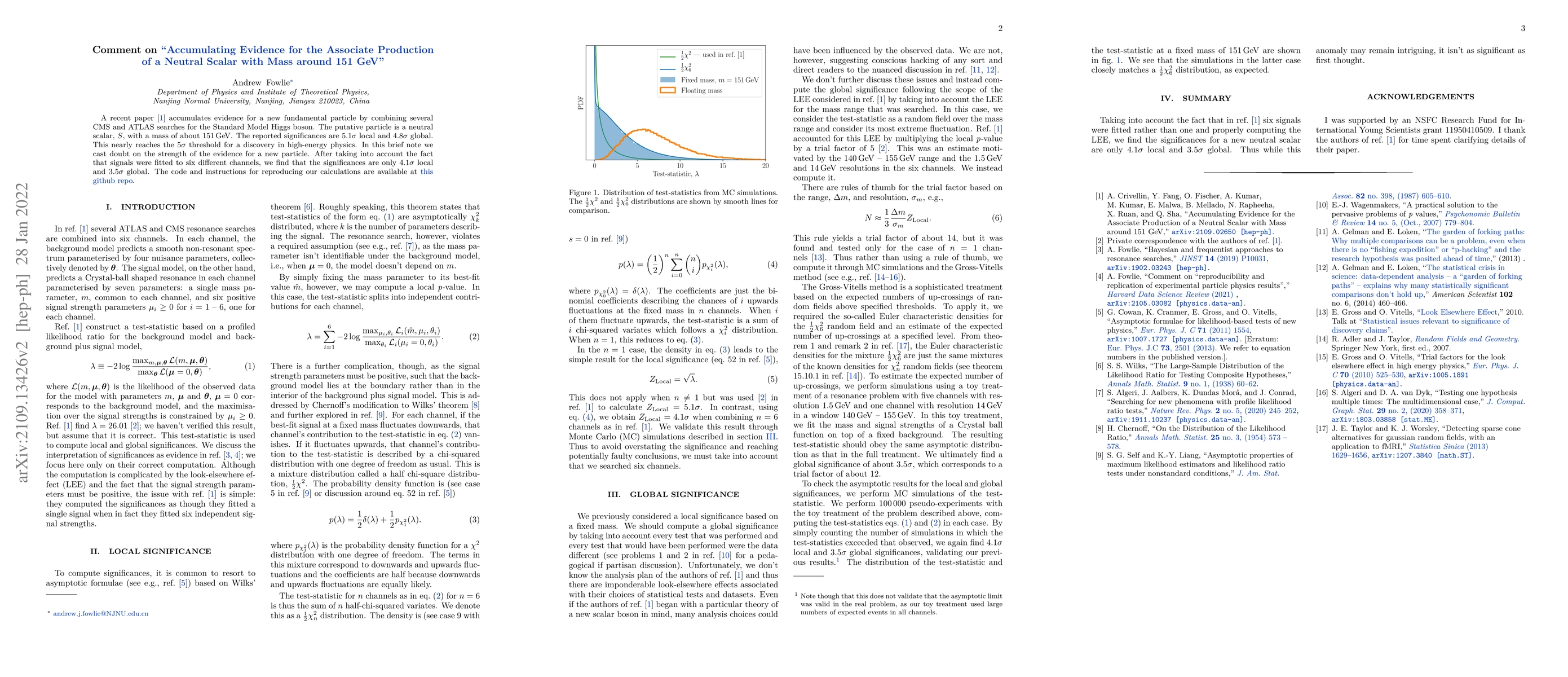Thumbnail for Comment on "Accumulating Evidence for the Associate Production of a
  Neutral Scalar with Mass around 151 GeV"