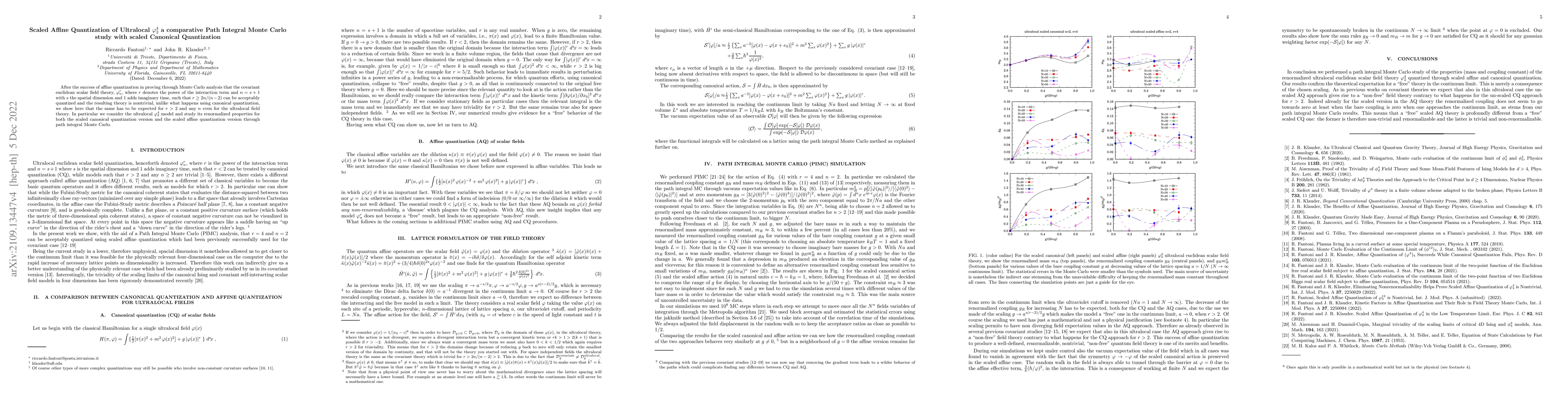 Thumbnail for Scaled Affine Quantization of Ultralocal $\varphi^4_2$ a comparative
  Path Integral Monte Carlo study with Canonical Quantization