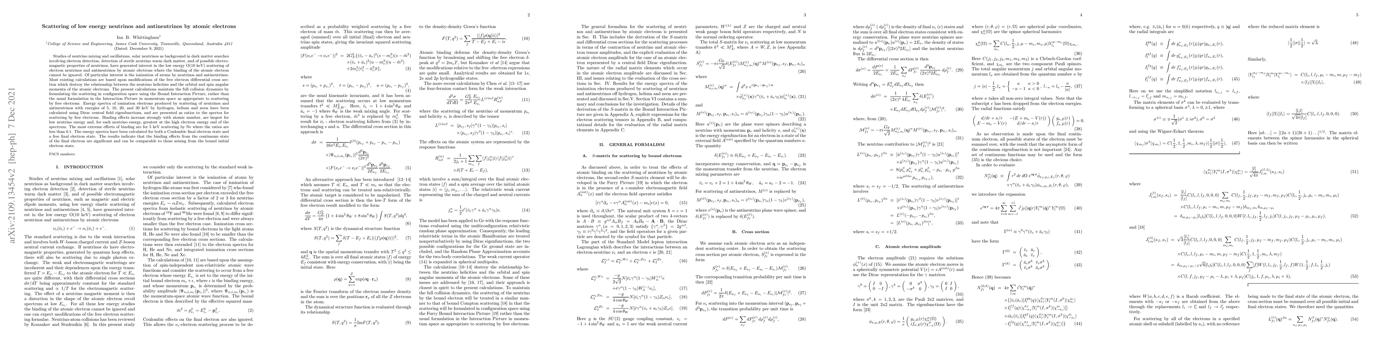 Thumbnail for Scattering of low energy neutrinos and antineutrinos by atomic electrons