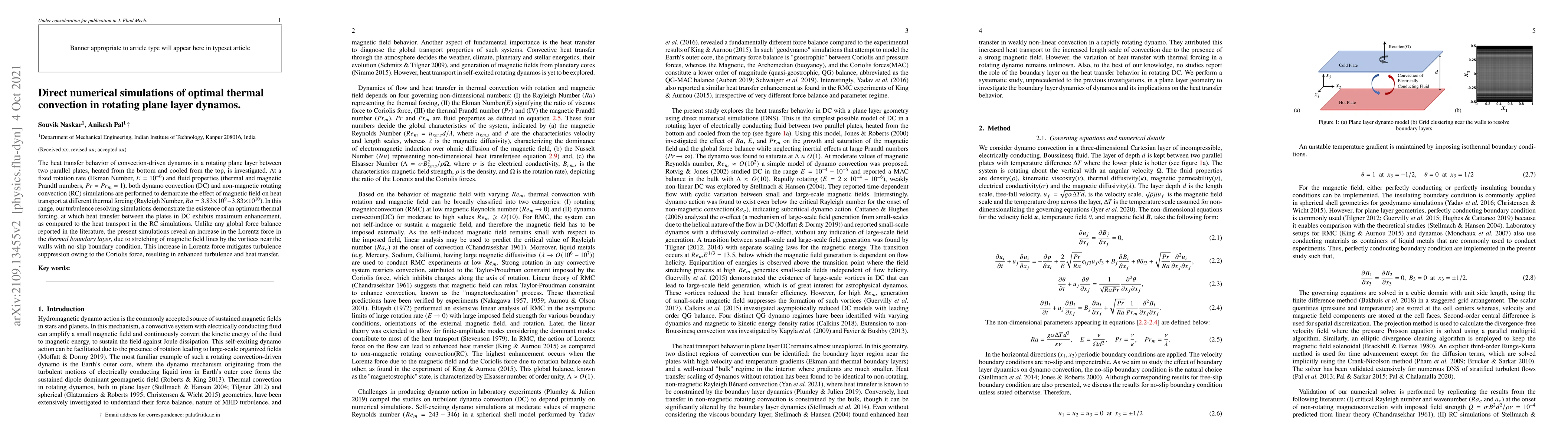 Thumbnail for Direct numerical simulations of optimal thermal convection in rotating
  plane layer dynamos