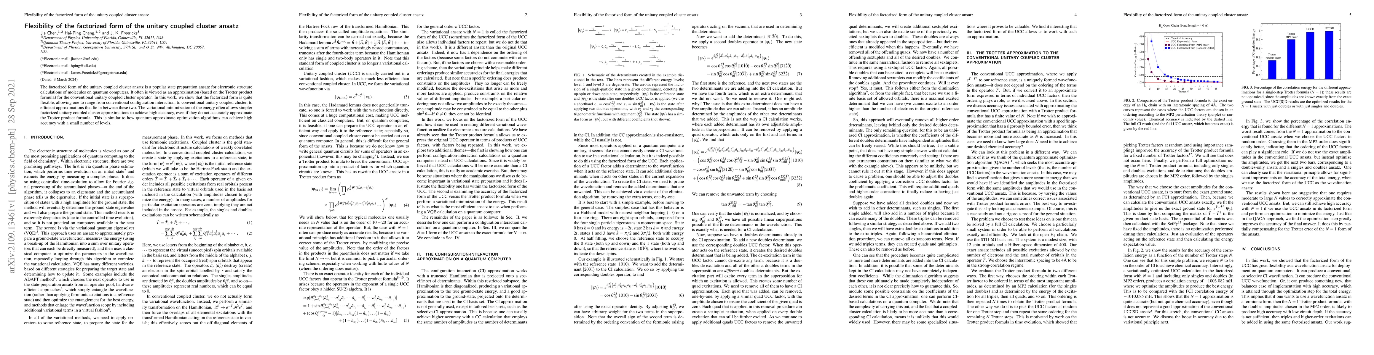 Thumbnail for Flexibility of the factorized form of the unitary coupled cluster ansatz