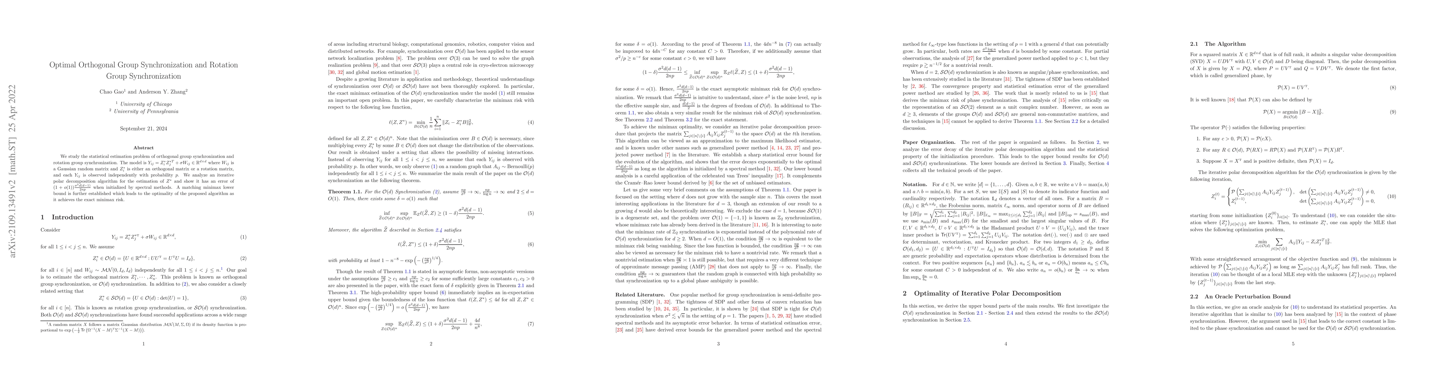 Thumbnail for Optimal Orthogonal Group Synchronization and Rotation Group
  Synchronization