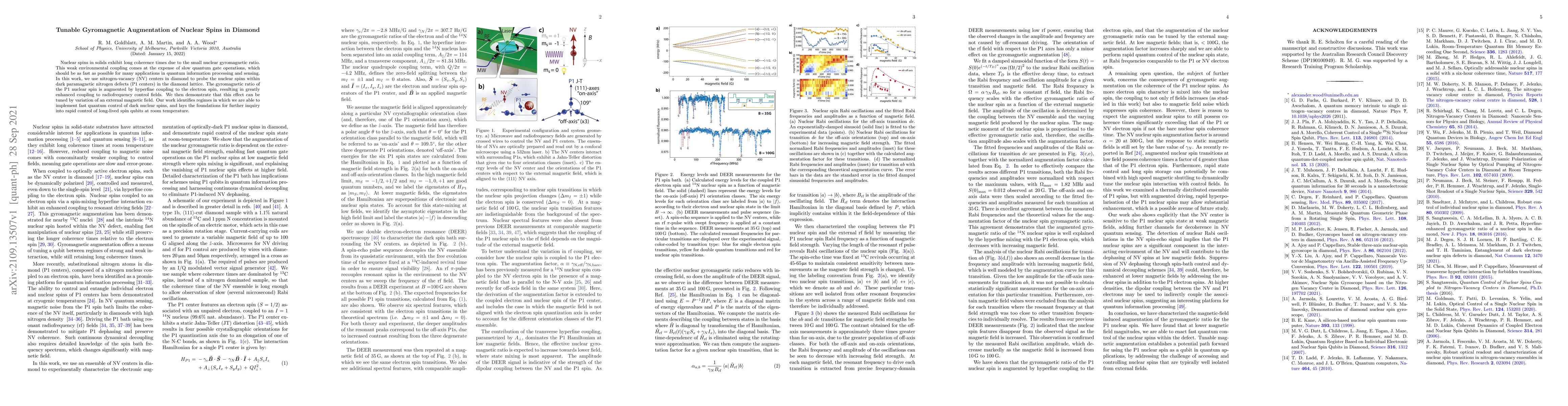 Thumbnail for Tunable Gyromagnetic Augmentation of Nuclear Spins in Diamond