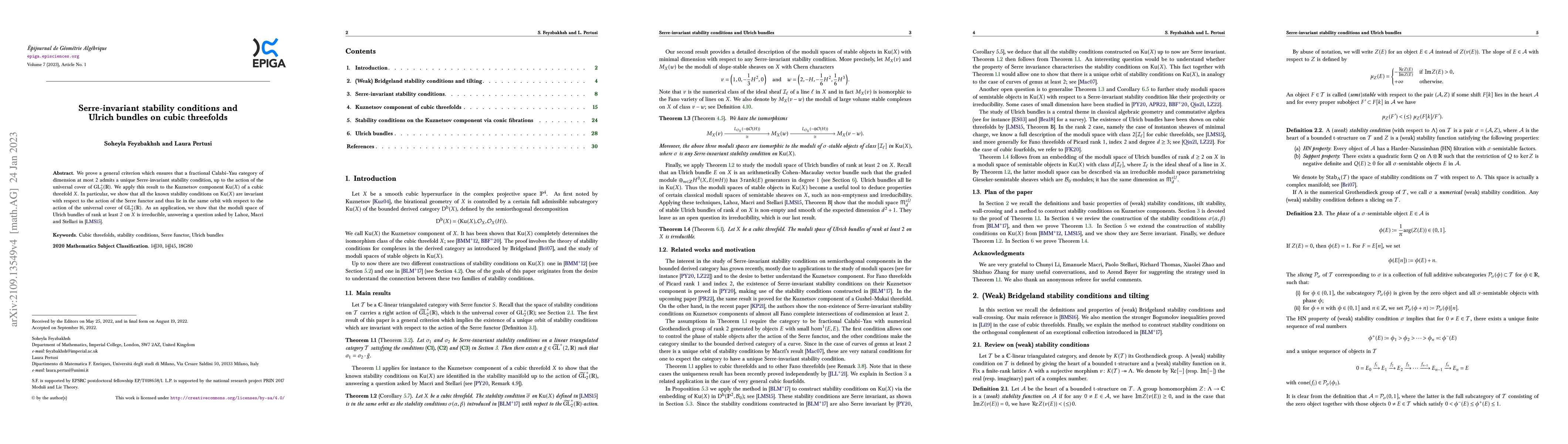 Thumbnail for Serre-invariant stability conditions and Ulrich bundles on cubic
  threefolds