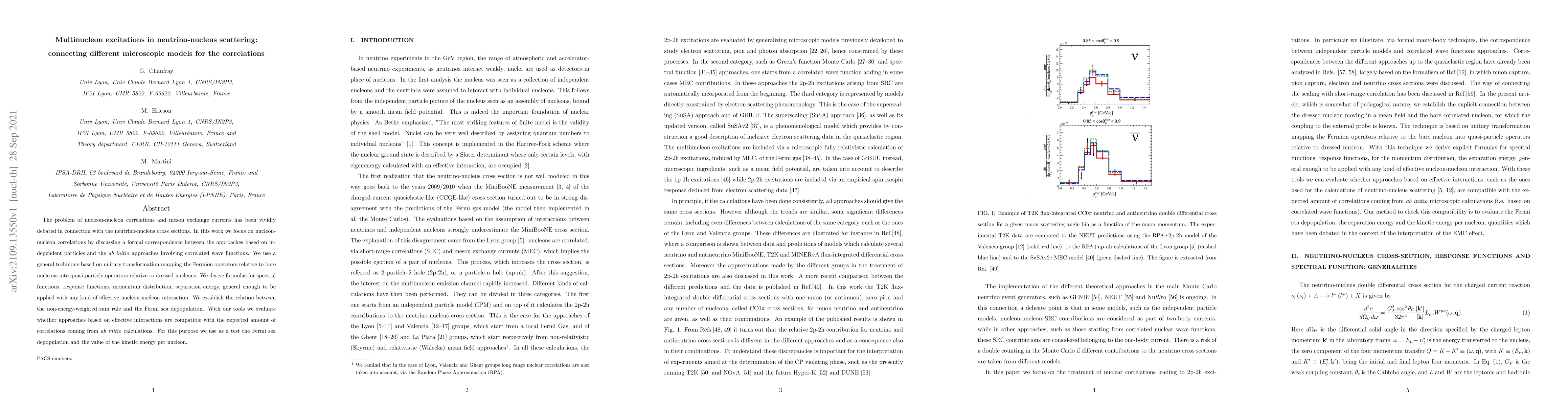 Thumbnail for Multinucleon excitations in neutrino-nucleus scattering: connecting
  different microscopic models for the correlations