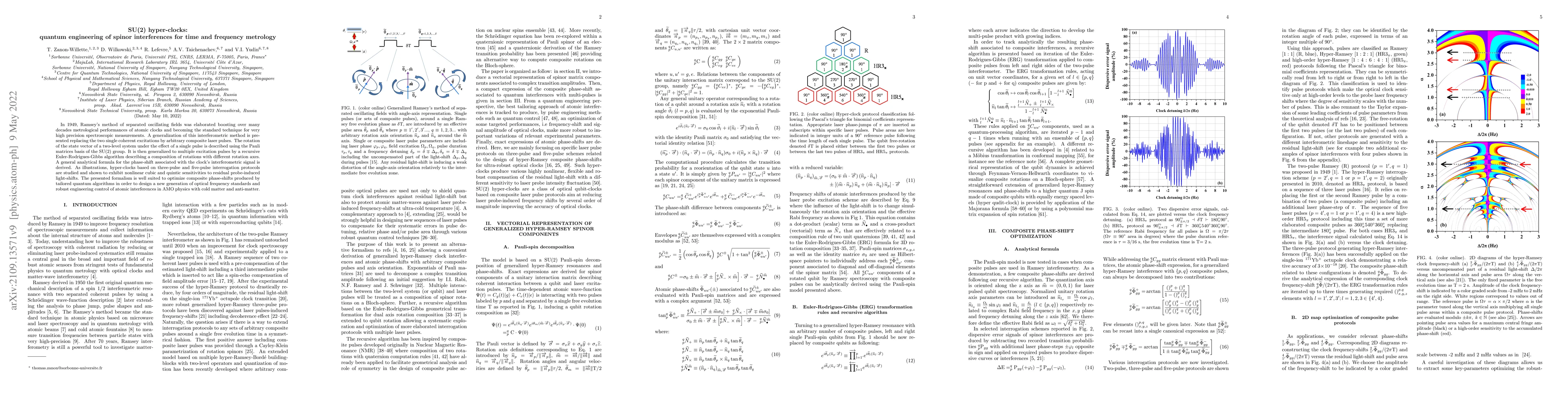 Thumbnail for SU(2) hyper-clocks: quantum engineering of spinor interferences for time
  and frequency metrology
