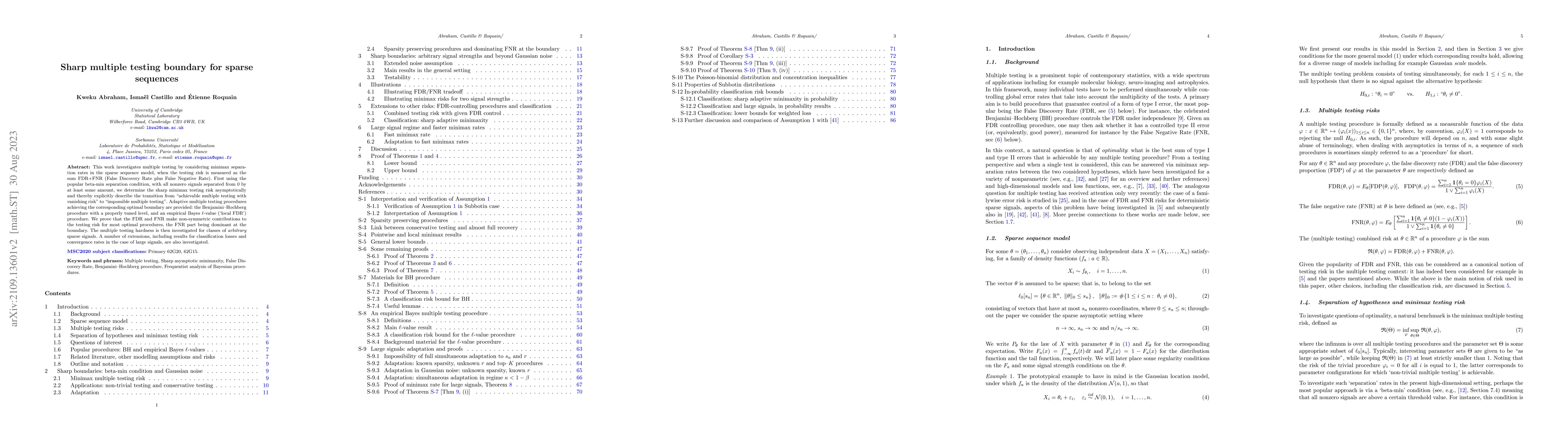 Thumbnail for Sharp multiple testing boundary for sparse sequences
