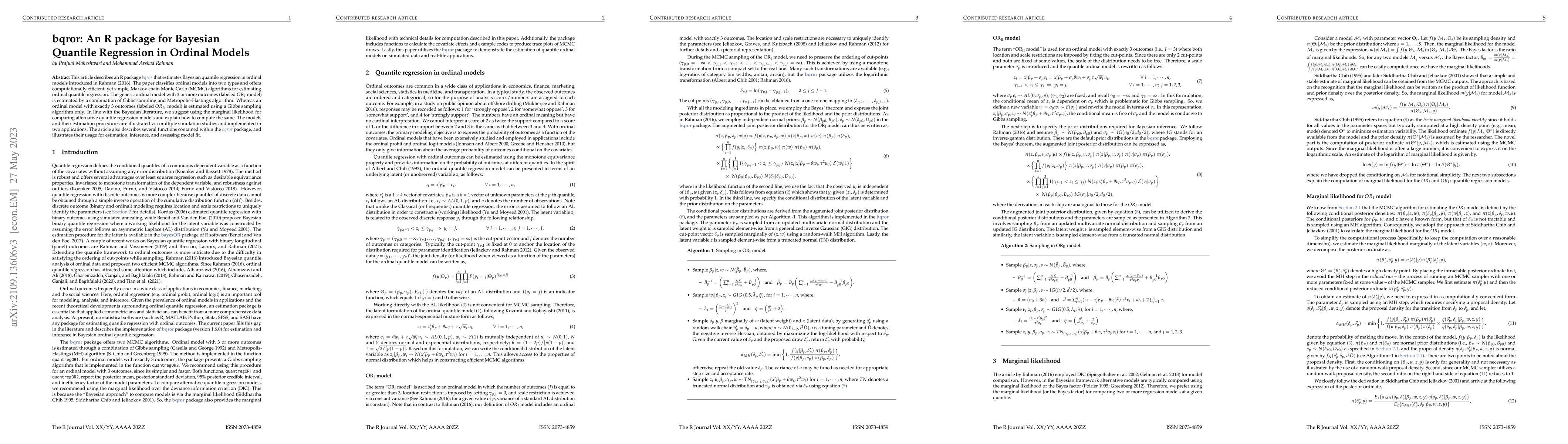 Thumbnail for bqror: An R package for Bayesian Quantile Regression in Ordinal Models