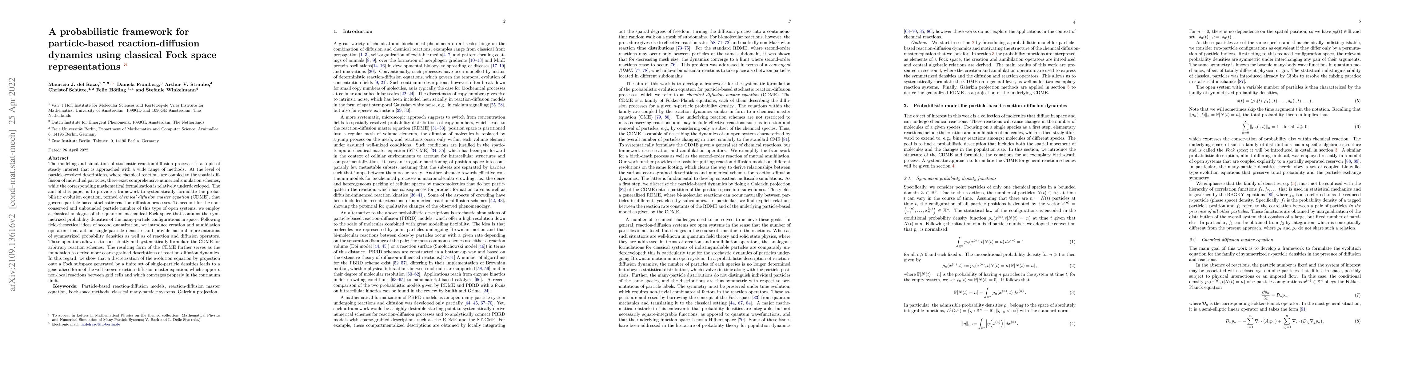 Thumbnail for A probabilistic framework for particle-based reaction-diffusion dynamics
  using classical Fock space representations