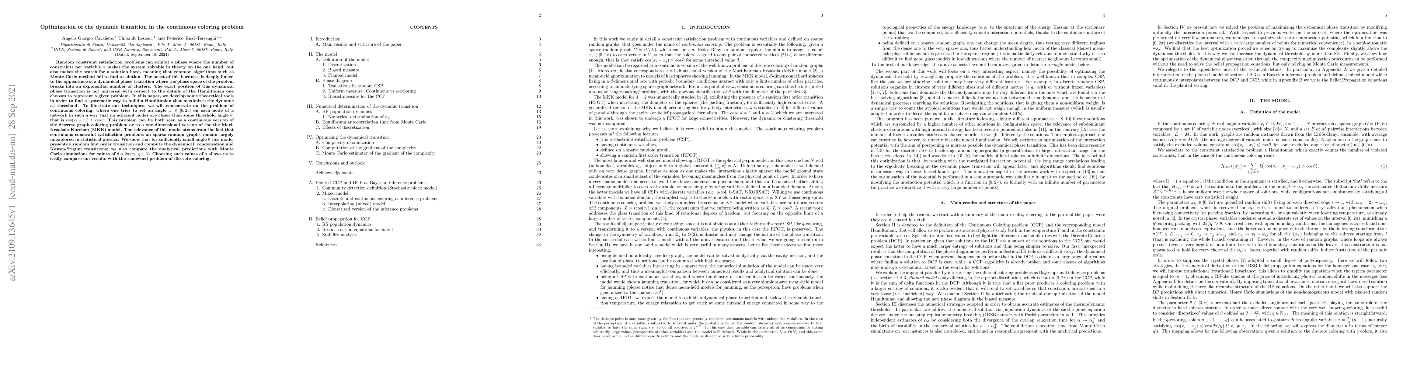 Thumbnail for Optimization of the dynamic transition in the continuous coloring
  problem