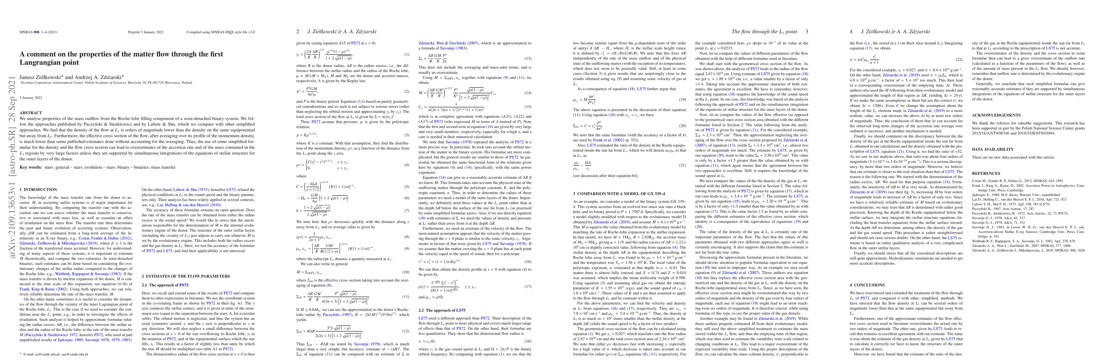 Thumbnail for A comment on the properties of the matter flow through the first
  Langrangian point