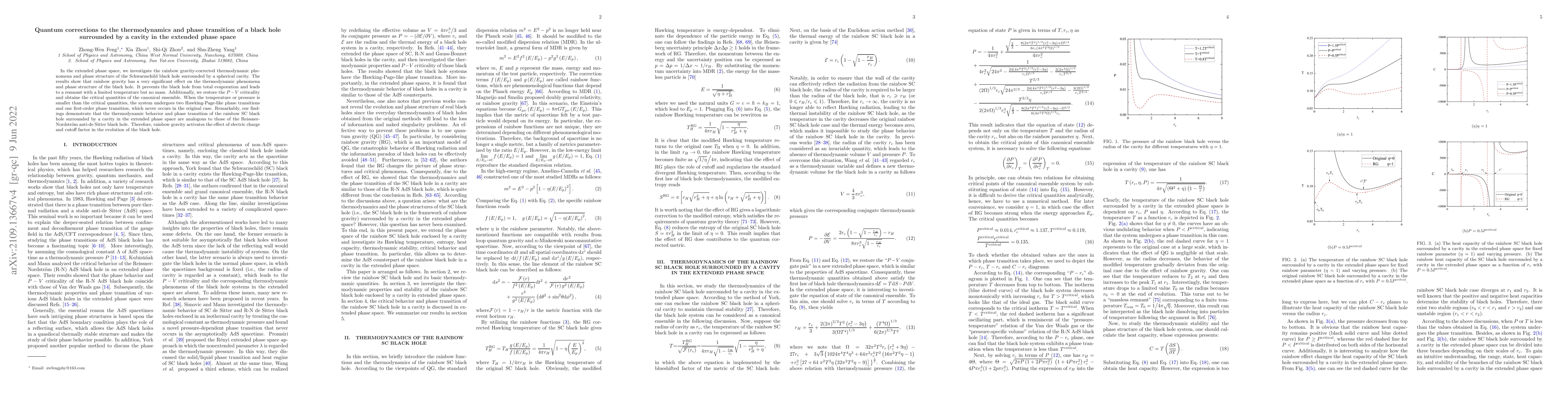 Thumbnail for Quantum corrections to the thermodynamics and phase transition of a
  black hole surrounded by a cavity in the extended phase space