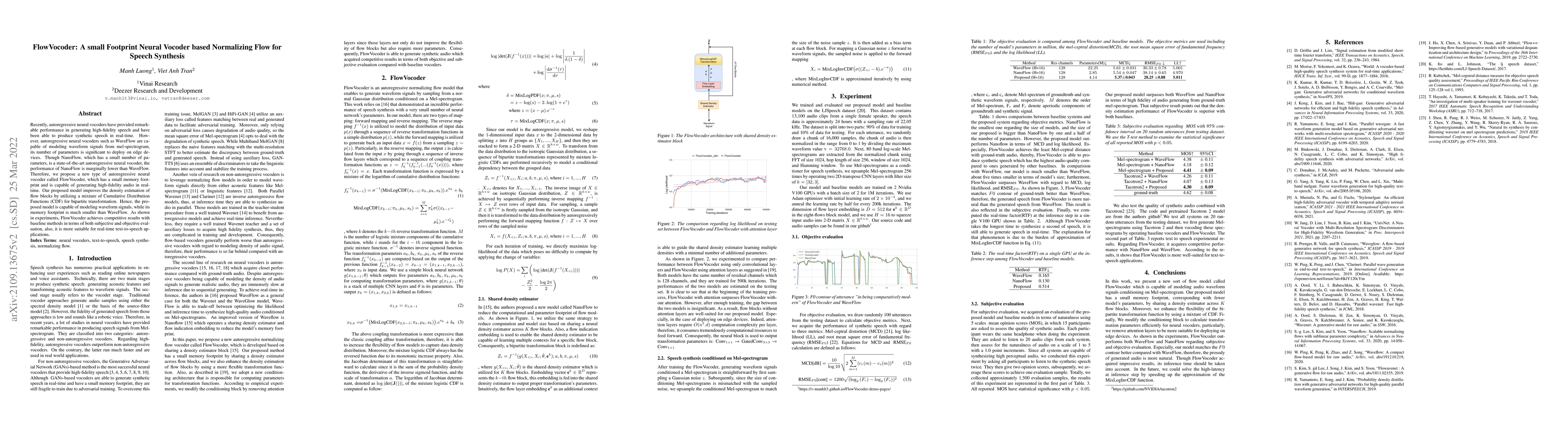 Thumbnail for FlowVocoder: A small Footprint Neural Vocoder based Normalizing flow for
  Speech Synthesis