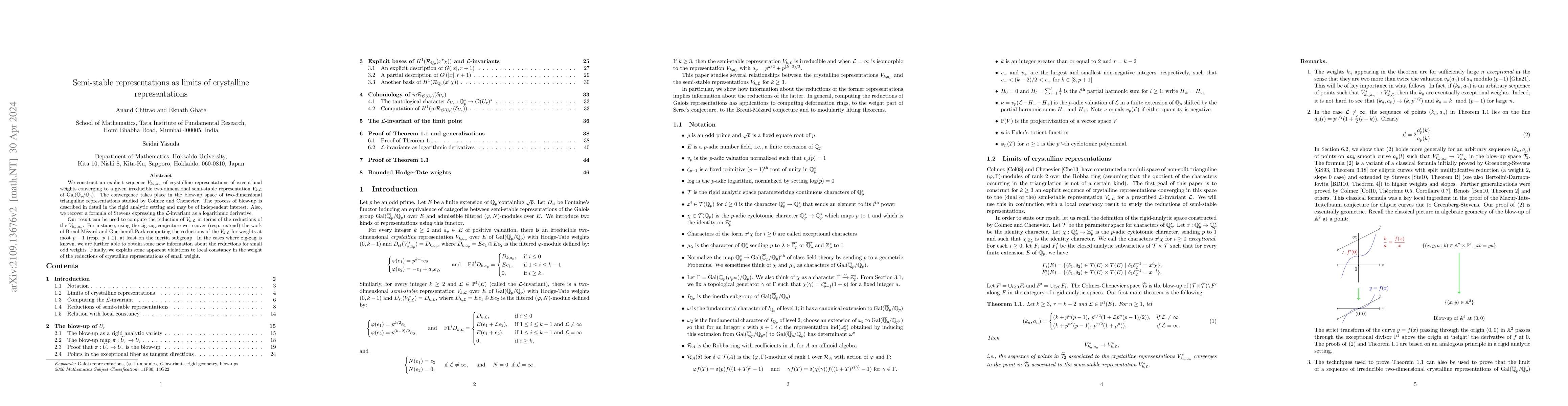 Thumbnail for Semi-stable representations as limits of crystalline representations