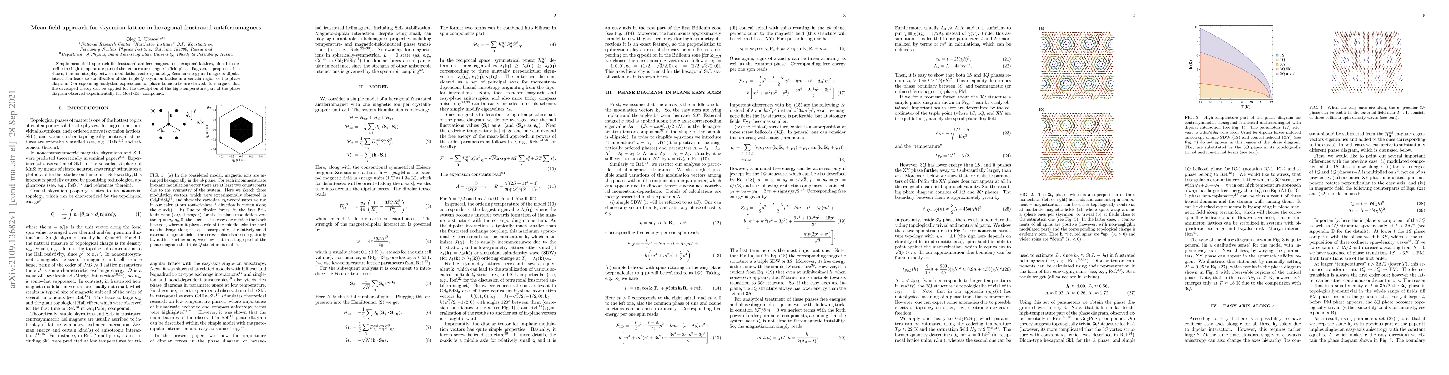 Thumbnail for Mean-field approach for skyrmion lattice in hexagonal frustrated
  antiferromagnets