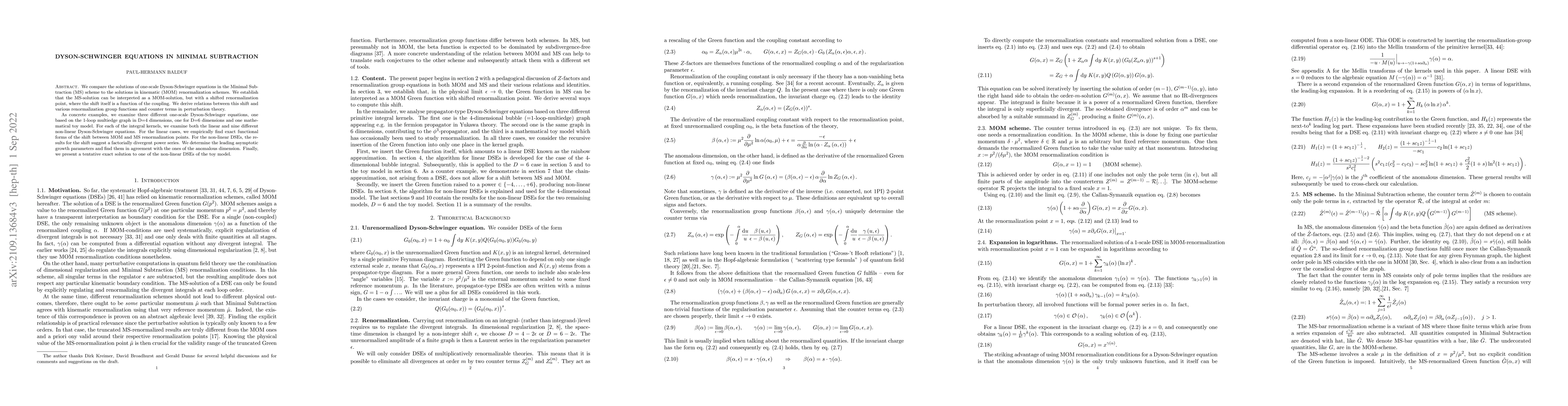 Thumbnail for Dyson-Schwinger Equations in Minimal Subtraction