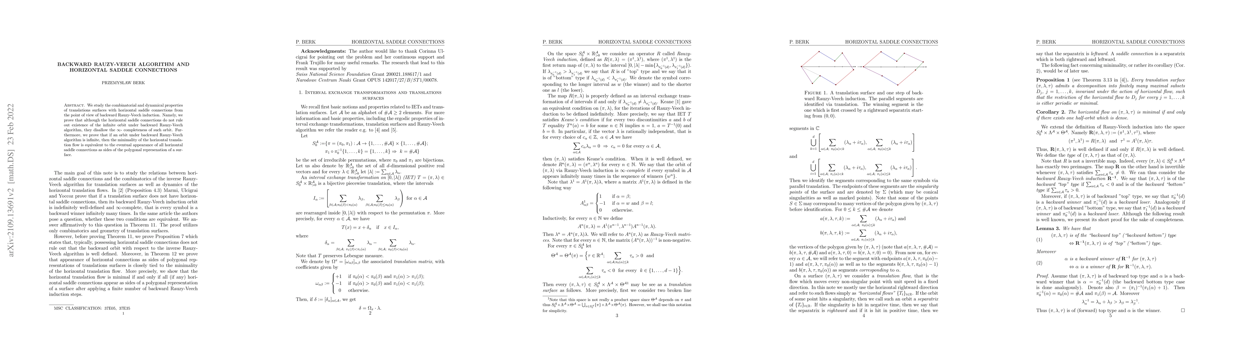 Thumbnail for Backward Rauzy-Veech algorithm and horizontal saddle connections