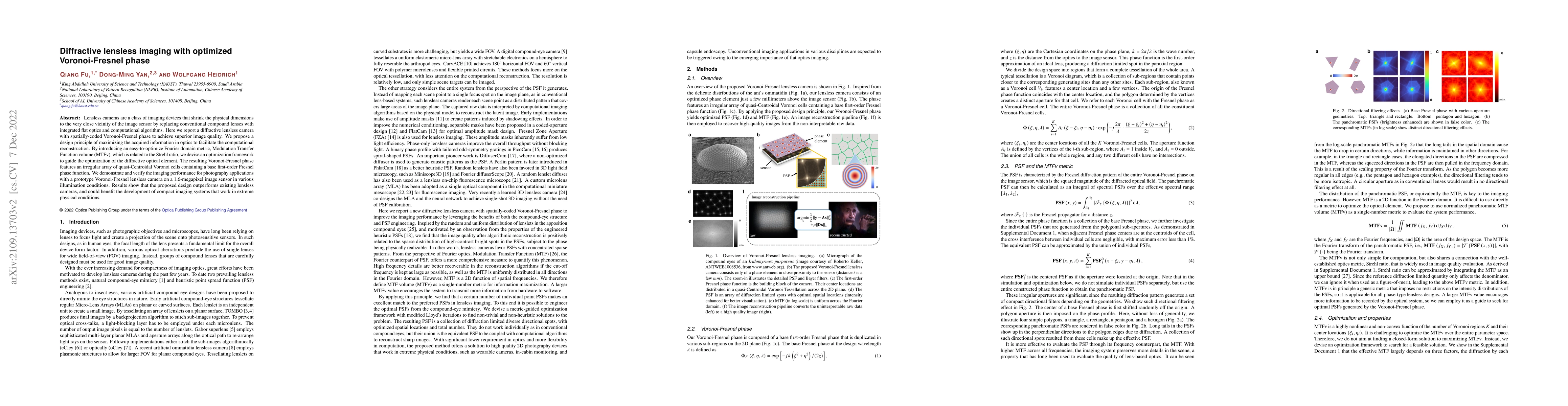 Thumbnail for Diffractive lensless imaging with optimized Voronoi-Fresnel phase