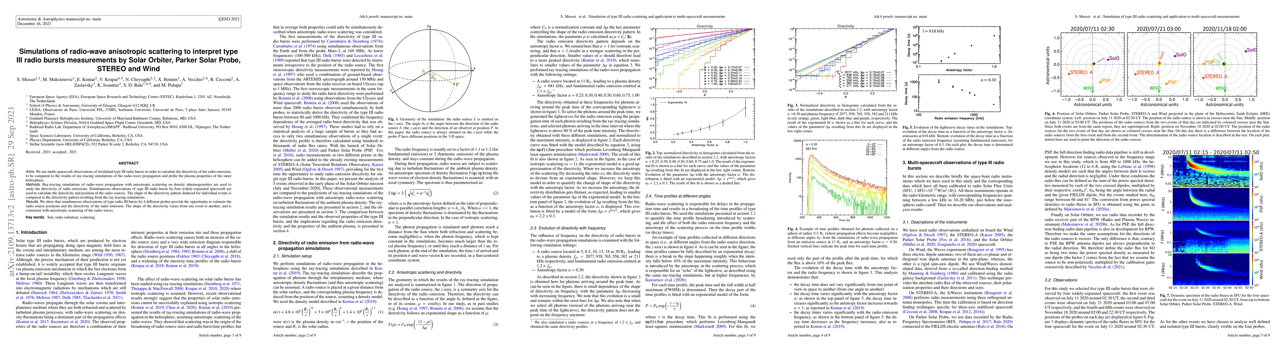 Thumbnail for Simulations of radio-wave anisotropic scattering to interpret type III
  radio bursts measurements by Solar Orbiter, Parker Solar Probe, STEREO and
  Wind