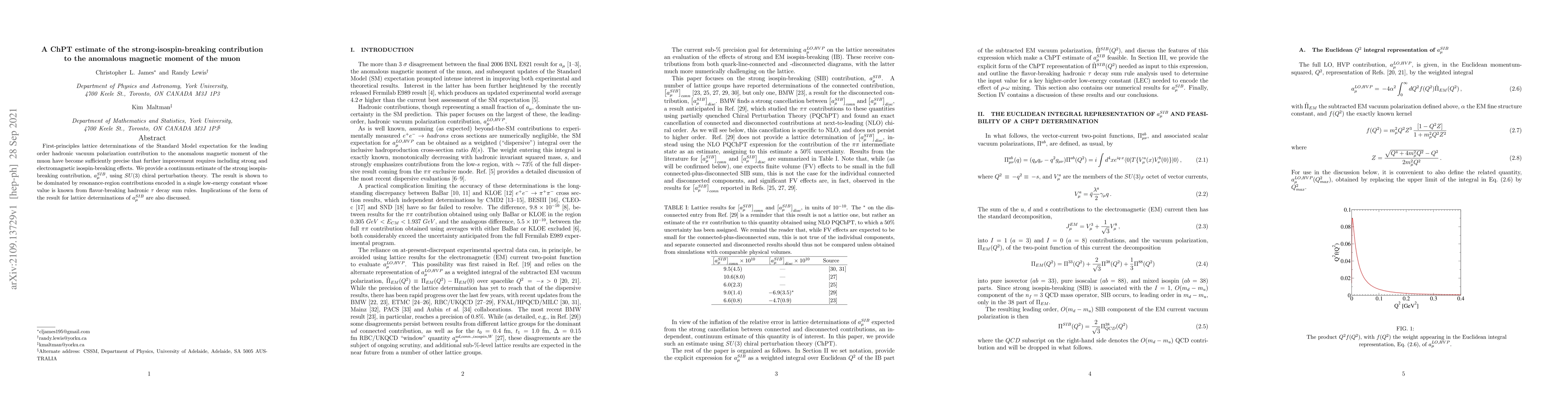 Thumbnail for A ChPT estimate of the strong-isospin-breaking contribution to the
  anomalous magnetic moment of the muon