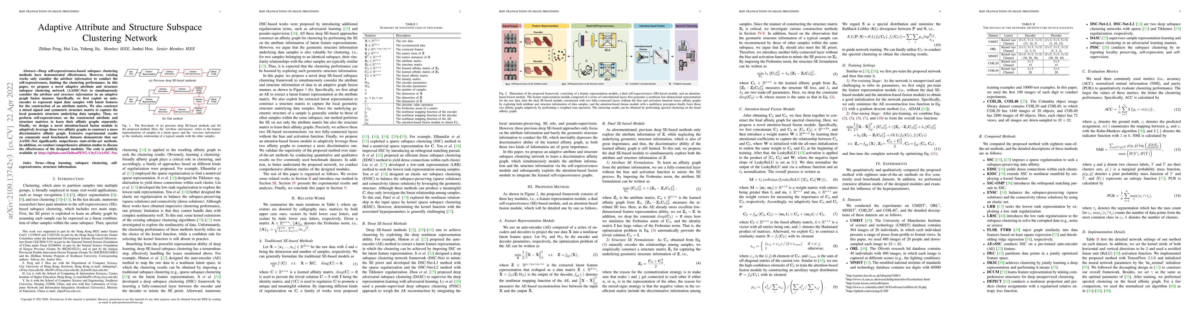 Thumbnail for Adaptive Attribute and Structure Subspace Clustering Network