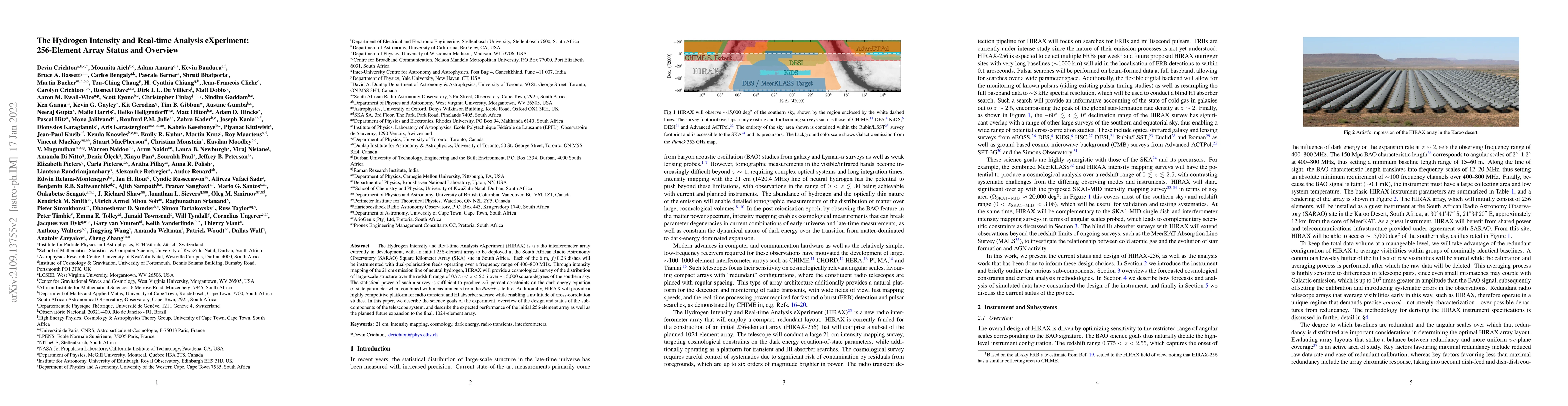 Thumbnail for The Hydrogen Intensity and Real-time Analysis eXperiment: 256-Element
  Array Status and Overview