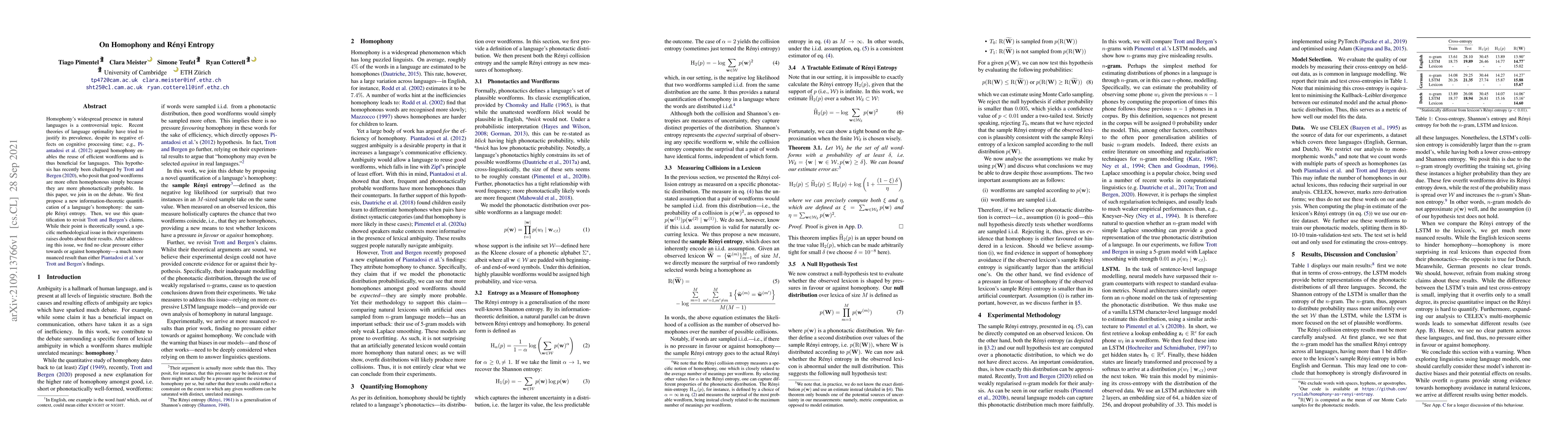 Thumbnail for On Homophony and R\'enyi Entropy