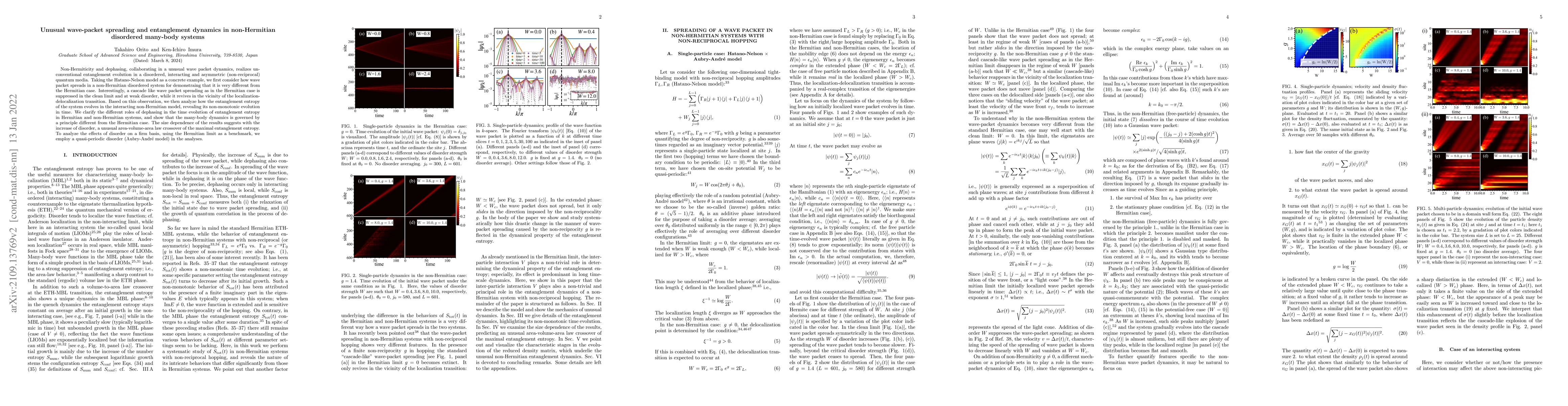 Thumbnail for Unusual wave-packet spreading and entanglement dynamics in non-Hermitian
  disordered many-body systems