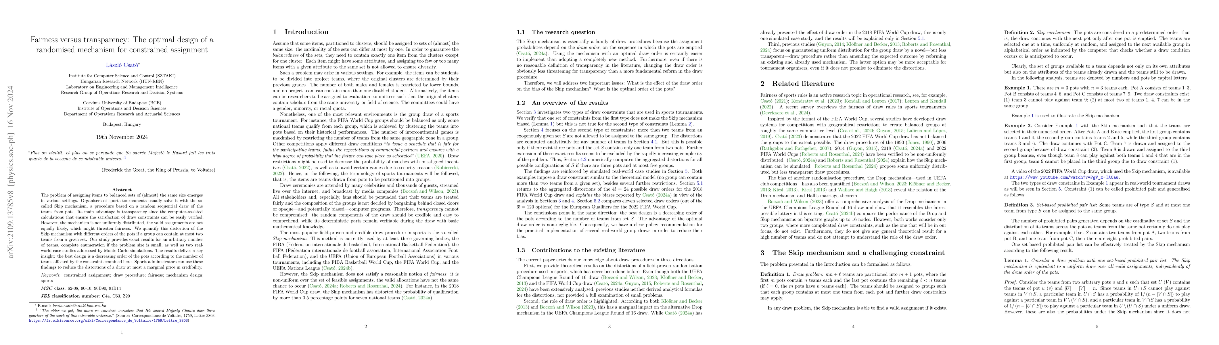 Thumbnail for The fairness of transparent constrained assignments: The role of draw
  order