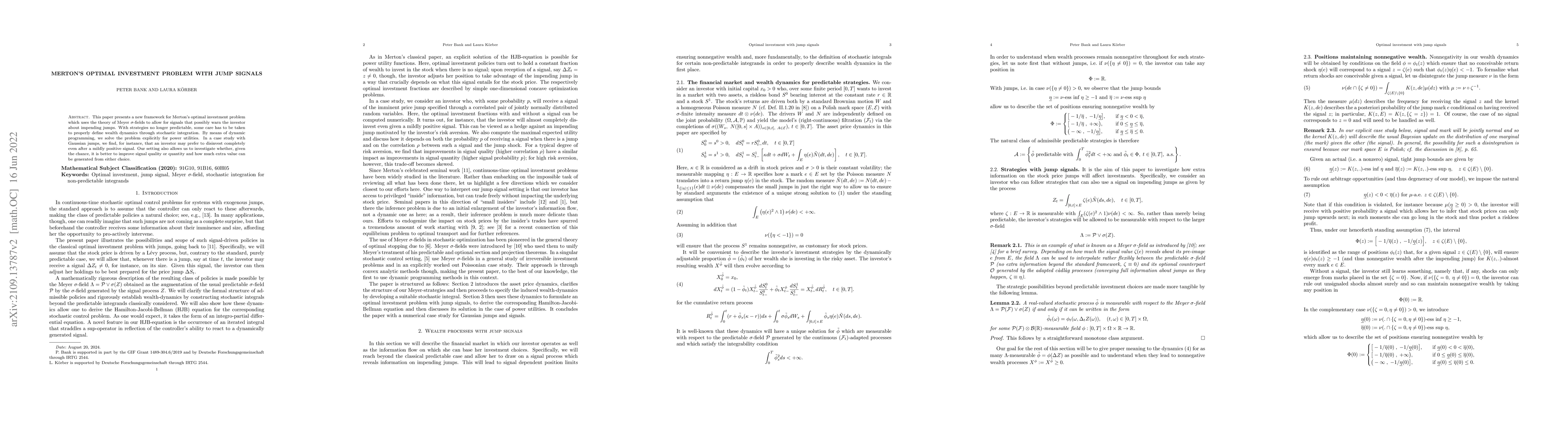 Thumbnail for Merton's optimal investment problem with jump signals