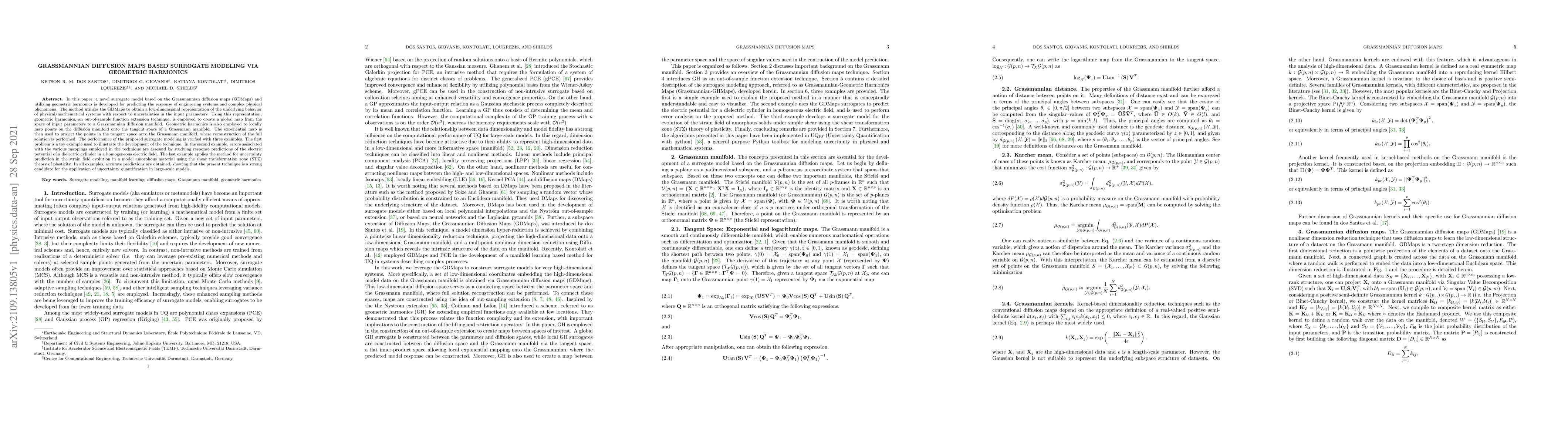 Thumbnail for Grassmannian diffusion maps based surrogate modeling via geometric
  harmonics